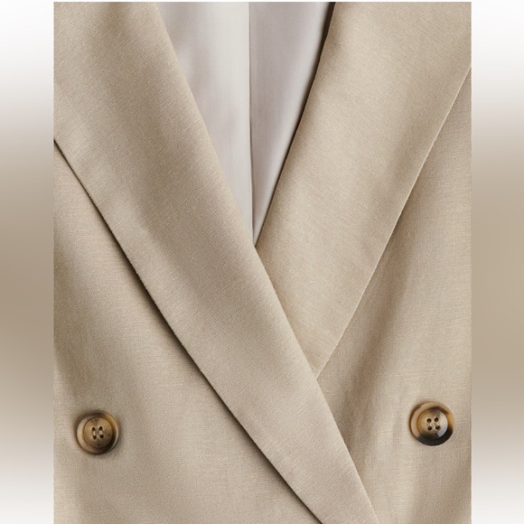 NWT - H&M Linen Blend Double-Breasted Blazer - Picture 5 of 7